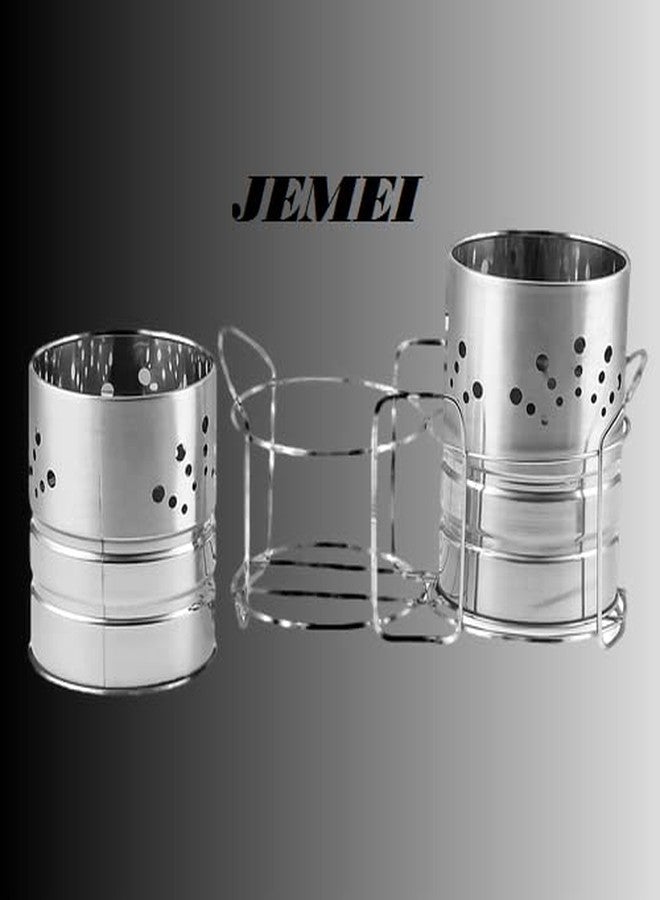 JEMEI Cutlery Holder with Spoon Forks Stand | Stainless Steel Multipurpose Organizer for Kitchen & Home | Spoon Stand, Toothbrush Holder, Kitchen Organizer | Spoons, Forks, Knives, Spatulas Holder - Image 4